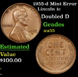 1955-d Mint Error Lincoln Cent 1c Grades Choice AU