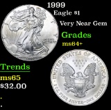 1999 Silver Eagle Dollar $1 Grades Choice+ Unc