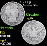 1899-p Barber Half Dollars 50c Grades vg+