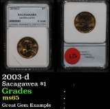 2003-d Sacagawea $1 1 Graded Gem By NNC