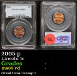 PCGS 2005-p Lincoln Cent 1c Graded ms65 rd By PCGS