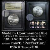 1993-w Bill of Rights . . Modern Commem Half Dollar 50c Graded ms70, Perfection By USCG