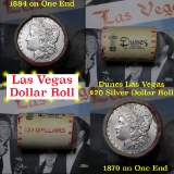 ***Auction Highlight*** Full Morgan/Peace Dunes Hotel silver $1 roll $20, 1879 & 1884 ends . (fc)