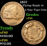 1857 Flying Eagle Cent 1c Grades vf++