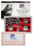 2004 United States Mint Quarters Silver Proof Set - 5 pc set . .