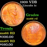 1909 VDB Lincoln Cent 1c Grades GEM+ Unc RD