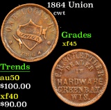 1864 Union Civil War Token 1c Grades xf+