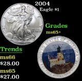 2004 Silver Eagle Dollar $1 Grades GEM+ Unc