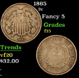 1865 Two Cent Piece 2c Grades f+
