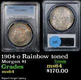 1904-o Rainbow Toned Morgan Dollar $1 Graded ms64 by PCGS