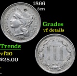 1866 Three Cent Copper Nickel 3cn Grades vf details