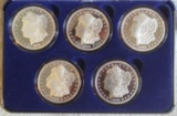 5 Piece REPLICA National Collectors Mint Proof Morgan Dollar Set . .