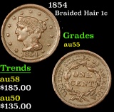 1854 Braided Hair Large Cent 1c Grades Choice AU