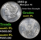 1885-p Morgan Dollar $1 Grades GEM Unc PL