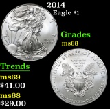 2014 Silver Eagle Dollar $1 Grades Gem+++ Unc