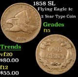 1858 SL Flying Eagle Cent 1c Grades f+