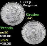 1889-p Morgan Dollar $1 Grades xf+