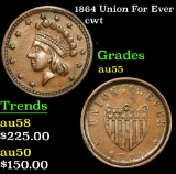 1864 Union For Ever Civil War Token 1c Grades Choice AU