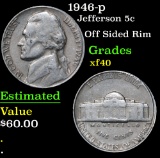 1946-p Jefferson Nickel 5c Grades xf
