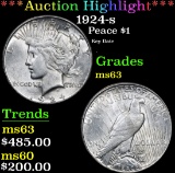 ***Auction Highlight*** 1924-s Peace Dollar $1 Grades Select Unc (fc)