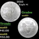 2010 Silver Eagle Dollar $1 Grades Gem+++ Unc
