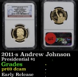 NGC 2011-s Andrew Johnson Presidential Dollar $1 Graded pr69 dcam By NGC