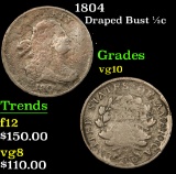 1804 Draped Bust Half Cent 1/2c Grades vg+