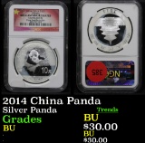 NGC 2014 China Panda Silver Panda 10 Yuan Graded BU By NGC