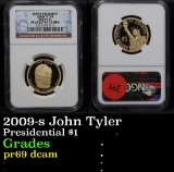 NGC 2009-s John Tyler Presidential Dollar $1 Graded pr69 dcam By NGC