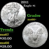 2011 Silver Eagle Dollar $1 Grades GEM++ Unc