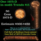 Full roll of 1975-d Lincoln Cents 1c Uncirculated Condition . .