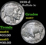 1938-d Buffalo Nickel 5c Grades Select+ Unc