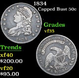 1834 Capped Bust Half Dollar 50c Grades vf++