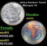 1882-p Rainbow Toned Morgan Dollar $1 Grades Choice Unc