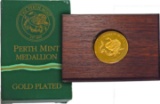 Perth Mint Gold Plated Medallion . .