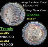1885-p Rainbow Toned Morgan Dollar $1 Grades Choice+ Unc