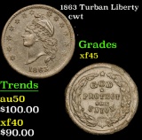 1863 Turban Liberty Civil War Token 1c Grades xf+