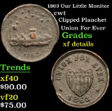 1863 Our Little Monitor Civil War Token 1c Grades xf details