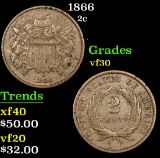 1866 Two Cent Piece 2c Grades vf++