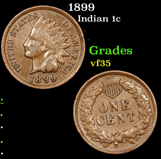 1899 Indian Cent 1c Grades vf++
