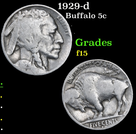 1929-d Buffalo Nickel 5c Grades f+