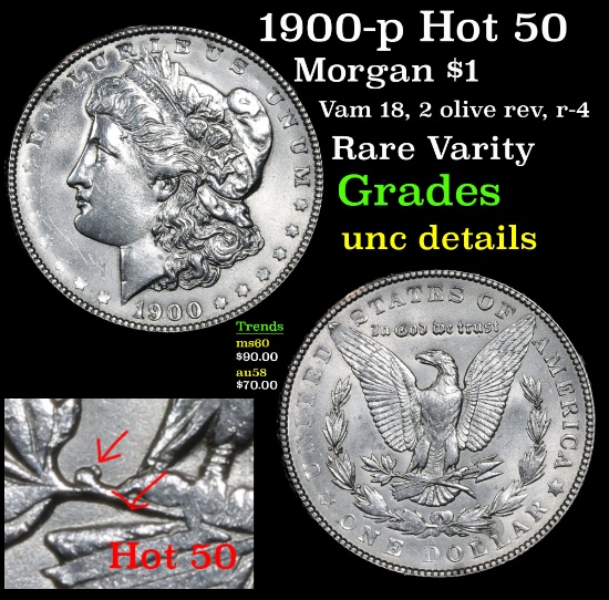 1900-p Hot 50 Morgan Dollar $1 Grades Unc Details