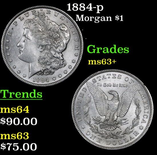 1884-p Morgan Dollar $1 Grades Select+ Unc