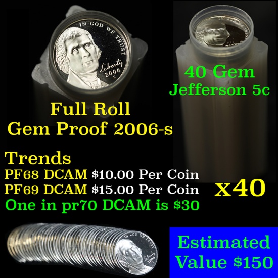 Proof 2006-s Jefferson nickel 5c roll, 40 pieces (fc)