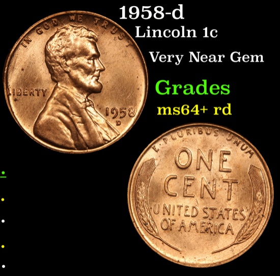 1958-d Lincoln Cent 1c Grades Choice+ Unc RD