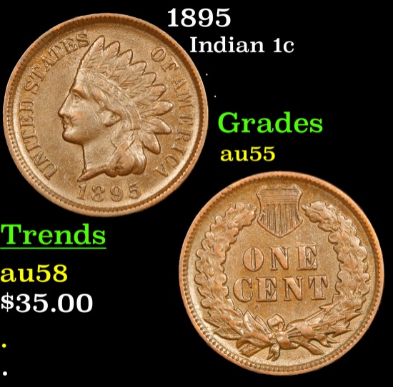 1895 Indian Cent 1c Grades Choice AU