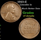 1913-d Lincoln Cent 1c Grades vf details