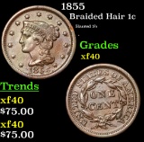 1855 Braided Hair Large Cent 1c Grades xf