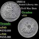 1861-o Seated Half Dollar 50c Grades vf++