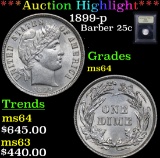 ***Auction Highlight*** 1899-p Barber Quarter 25c Graded Choice Unc By USCG (fc)